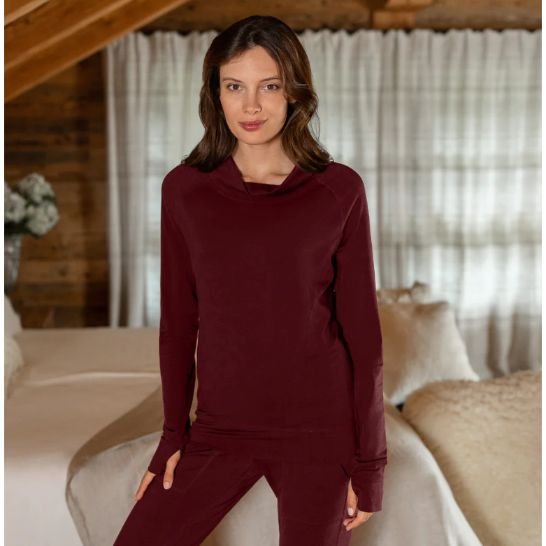 Merino Wool Long Sleeve Pyjama Top Woman - Stay Warm - sleeboo