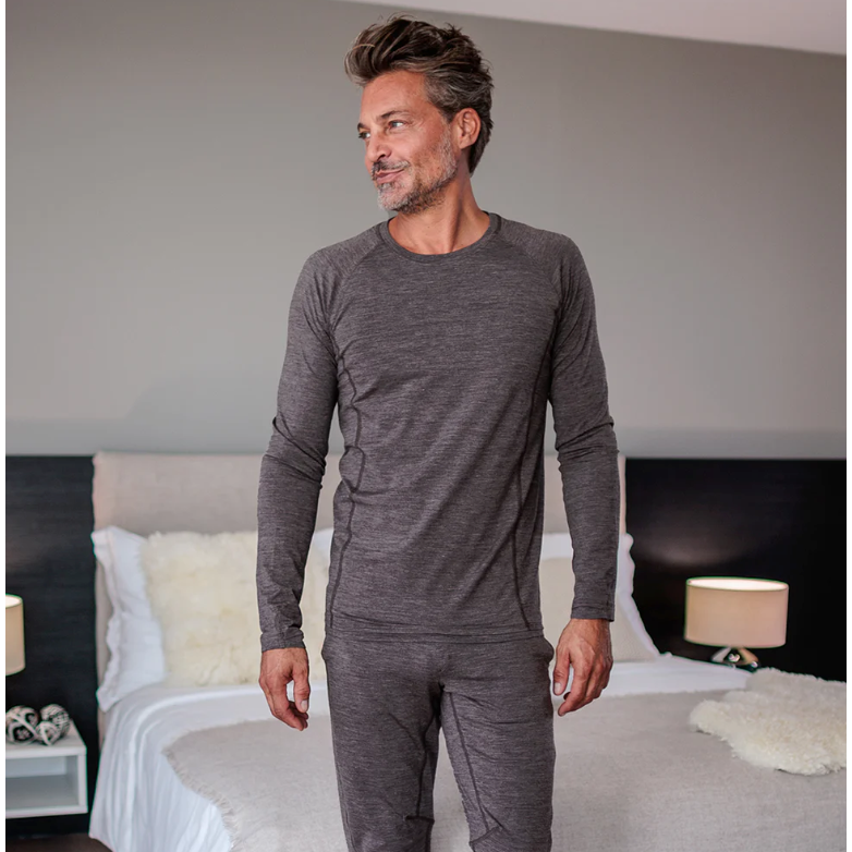 Merino Wool Long Sleeve Pyjama Top Man - Stay Warm - sleeboo