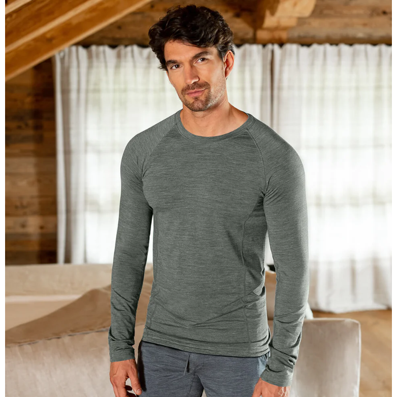 Merino Wool Long Sleeve Pyjama Top Man - Stay Warm - sleeboo